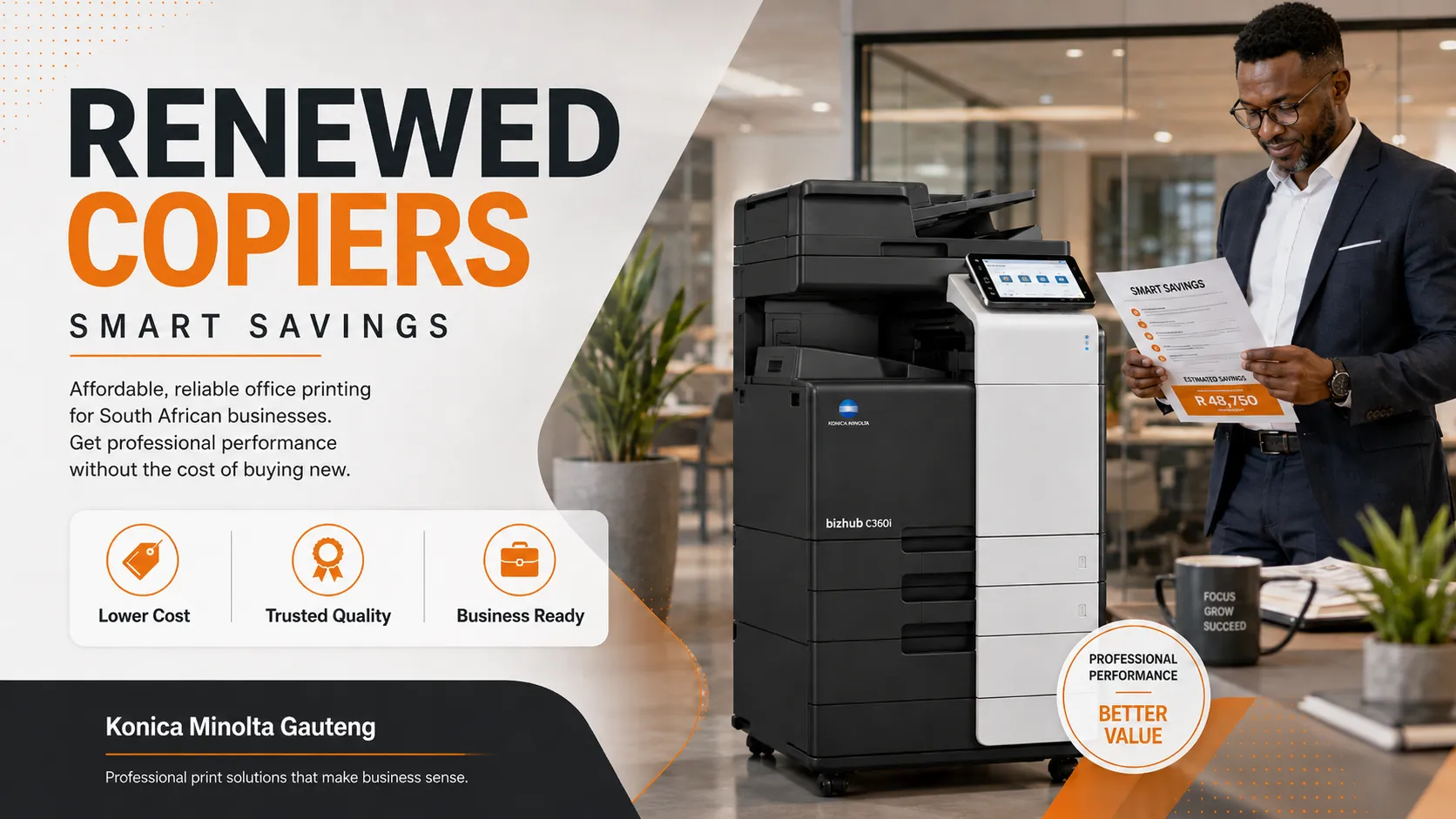 Renewed Konica Minolta bizhub copier for affordable office printing